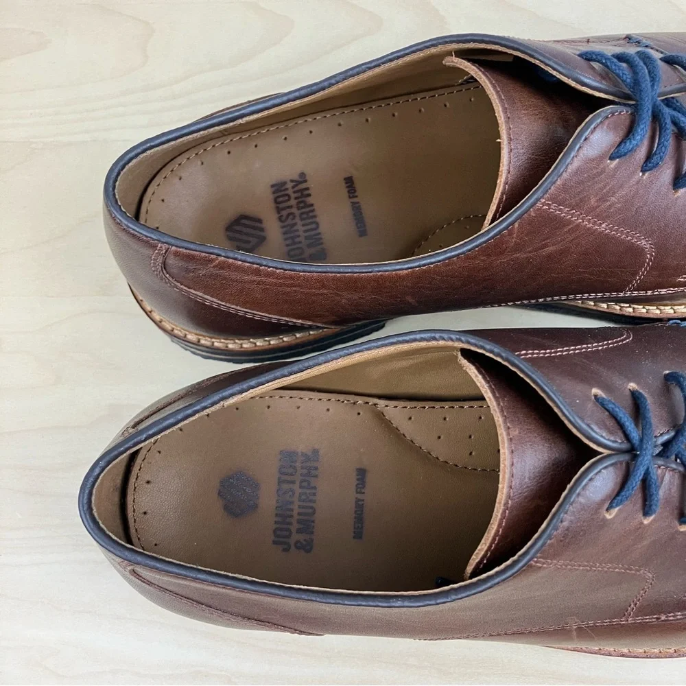 Johnston Murphy Men’s Size 12.0 M Calder Plain Toe Brown Leather Oxford Shoes